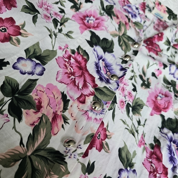 90s Vintage Romper Floral Button Up Collared V-neck Short Sleeve Playsuit - Picture 4 of 13
